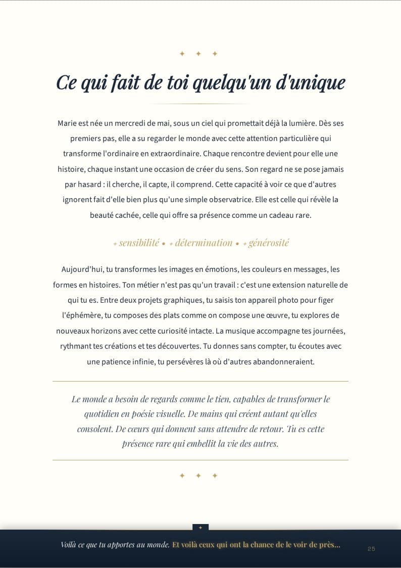Page conclusion — ce qui te rend unique