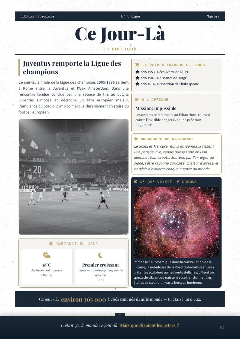 Page journal — le monde ce jour-là