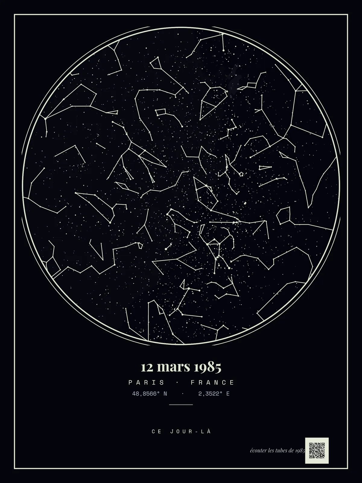 L'affiche phosphorescente en plein jour : la carte des étoiles, discrète sur fond clair